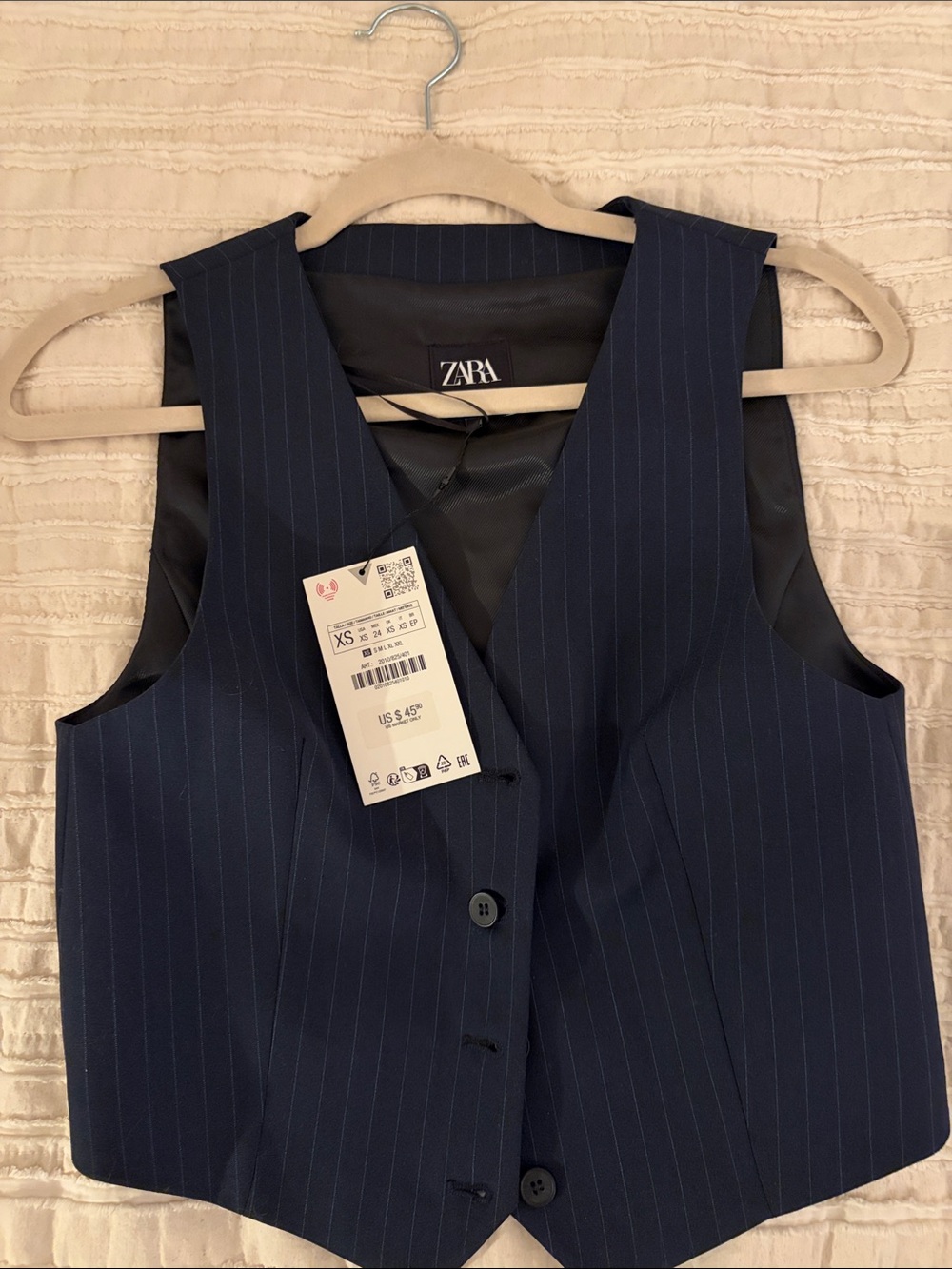 Zara Navy Pinstripe Vest - NWT